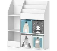 Vicco bibliothèque enfant Luigi, 100.4 x 114.2 cm avec 4 boîtes pliantes (grises), Blanc