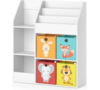 Vicco bibliothèque enfant Luigi, 100.4 x 114.2 cm avec 4 boîtes pliantes (multicolores), Blanc