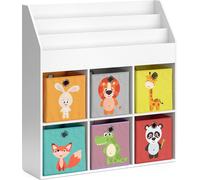 Vicco bibliothèque enfant Luigi, 107.2 x 114.2 cm avec 6 boîtes pliantes opt.1, Blanc