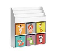 Vicco Bibliothèque Enfant Luigi, Blanc, 107.2x114.2cm avec 6 boîtes Pliantes Opt.1
