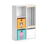 Vicco Bibliothèque Enfant Luigi, Blanc, 29.2x107.8cm avec 2 Boxes pliants Opt.1, combinable pour Le Rangement des Jouets et des Livres