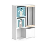Vicco Bibliothèque Enfant Luigi, Blanc, 29.2x107.8cm avec 2 Boxes pliants Opt.6, combinable pour Le Rangement des Jouets et des Livres