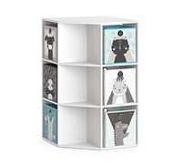 Vicco Bibliothèque Enfant Luigi, Blanc, 64x107.8cm avec 6 boîtes Pliantes Opt.2, combinable pour Le Rangement des Jouets et des Livres