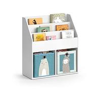 Vicco Bibliothèque Enfant Luigi, Blanc, 72x79cm avec 2 Boxes pliants Opt.6, combinable pour Le Rangement de Livres et de Jouets