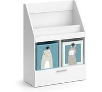 Vicco Bibliothèque enfant Luigi, Blanc, 72x96.2cm avec tiroir et 2 boxes pliables opt.1 Blanc G