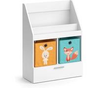 Vicco Bibliothèque enfant Luigi, Blanc, 72x96.2cm avec tiroir et 2 boxes pliants opt.6 Blanc G