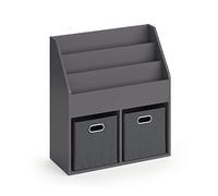 Vicco Bibliothèque enfant "Luigi", Gris 72 x 79 cm | avec 2 boxes pliants opt.1, combinable pour le rangement de livres et de jouets