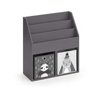 Vicco Bibliothèque Enfant Luigi, Gris, 72x79cm avec 2 Boxes pliants Opt.2, combinable pour Le Rangement de Livres et de Jouets
