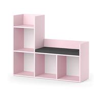 Vicco Bibliothèque Enfant Luigi, Rose, 107.2x88.6cm sans boîtes Pliantes, avec Assise rembourrée et Quatre étagères Ouvertes