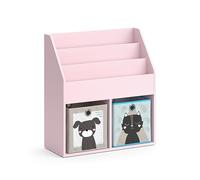 Vicco Bibliothèque Enfant Luigi, Rose, 72x79cm avec 2 boîtes Pliantes (Chien, Chat), combinable pour Le Rangement de Livres et de Jouets