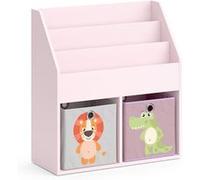 Vicco Bibliothèque enfant Luigi, Rose, 72x79cm avec 2 boîtes pliantes (lion, crocodile) Rose G