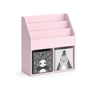 Vicco Bibliothèque Enfant Luigi, Rose, 72x79cm avec 2 boîtes Pliantes (Panda, Tigre)