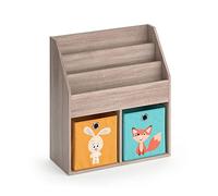 Vicco Bibliothèque Enfant Luigi, Sonoma, 72x79cm avec 2 Boxes pliants Opt.1, combinable pour Le Rangement de Livres et de Jouets