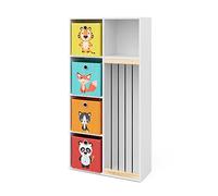 Vicco Bibliothèque Enfant Marvin, Blanc, 72x143cm avec 4 boîtes Pliantes Opt.1, Convient pour Le Rangement des Jouets et des Livres