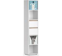 Vicco bibliothèque enfant Robert, 36.2 x 171 cm avec boxes pliants multicolores, Blanc/Sonoma