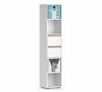 Vicco bibliothèque Enfant Robert, Blanc/Sonoma, 36.2 x 171 cm avec Boxes pliants Multicolores