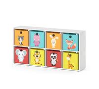 Vicco Bibliothèque Enfant Scutum, Blanc, 143x72cm | avec 8 boxes pliants, convient pour le rangement des jouets et des livres