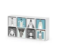 Vicco Bibliothèque Enfant Scutum, Blanc, 143x72cm avec 8 Boxes pliants, Convient pour Le Rangement des Jouets et des Livres