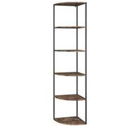 Vicco Étagère en Angle Étagère sur Pied Séparateur de pièce Fyrk Étagère multimédia Design Bois Antique 5 Niveaux
