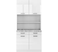 Vicco Bloc Cuisine R-Line, Blanc Haute Brillance, 100cm, PT Marbre