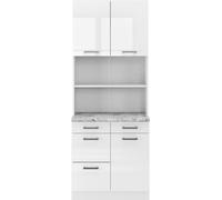 Vicco Bloc cuisine R-Line, 80cm , PT Marbre, Blanc Haute brillance/Blanc