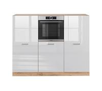 Vicco Bloc Cuisine R-Line, Blanc Brillant/Chêne doré, 180cm sans PT, pour la Disposition Libre des éléments modulaires de Cuisine