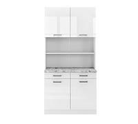 Vicco Bloc Cuisine R-Line, Blanc Haute Brillance, 100cm, PT Marbre, pour Une Combinaison modulaire dans Les Ensembles de Cuisine
