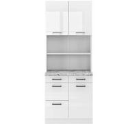 Vicco Bloc cuisine R-Line, Blanc Haute brillance, 80cm , PT Marbre Blanc Haute brillance G