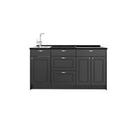 Vicco Bloc de Cuisine Fame-Line, Anthrazit-Gold Landhaus, 150cm