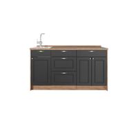 Vicco Bloc de Cuisine Fame-Line, Anthrazit-Gold Landhaus, 150cm