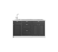 Vicco Bloc de Cuisine Fame-Line, Anthrazit-Gold Landhaus, 150cm