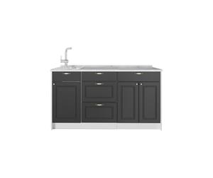 Vicco Bloc de Cuisine Fame-Line, Anthrazit-Gold Landhaus, 150cm