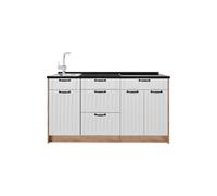 Vicco Bloc de Cuisine Fame-Line, Blanc Campagne/Chêne de Force doré, 150cm, PT Anthracite, pour Une Extension personnalisée avec des modules compatibles