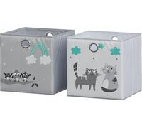 Vicco Boîte pliante , 30 x 30 cm (motif chats & oiseaux), Gris