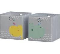 Vicco Boîte pliante , 30 x 30 cm (motif ours & hippopotame), Gris