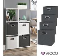 Vicco Boîte pliante, Anthracite, 30 x 30 cm Lot de 4