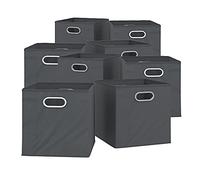 Vicco Boîte pliante, Anthracite, 30x30cm Jeu de 8 pièces, compatible avec les systèmes d'étagères Vicco avec œillet de préhension intégré