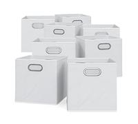 Vicco Boîte pliante, Blanc, 30x30cm Jeu de 8 pièces, compatible avec les systèmes d'étagères Vicco avec œillet de préhension intégré