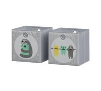Vicco Boîte pliante, Gris, 30x30cm (motif paresseux), avec œillet pour un retrait facile et motifs adaptés aux enfants