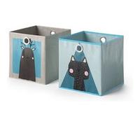 Vicco Boîte pliante, gris/bleu, 30 x 30 cm Lot de 2