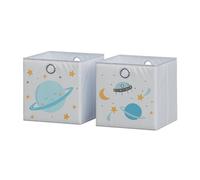 Vicco Boîte pliante, Gris (espace), 30x30cm (motif univers), avec œillet pour un retrait facile et motifs adaptés aux enfants