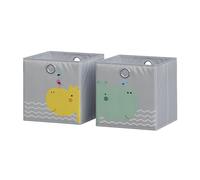 Vicco Boîte pliante, Gris (ours & hippopotame), 30x30cm (motif ours & hippopotame)