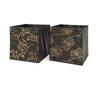 Vicco Boîte pliante, noir/or, 30x30cm Set de 2 options1, compatible avec les systèmes d'étagères avec œillet de préhension intégré