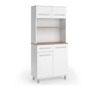 Vicco Buffet de Cuisine Pure, Blanc/Chêne Artisan, 80.2x177cm, avec étagères réglables en Hauteur pour Un Rangement Flexible