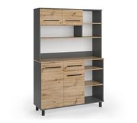 Vicco Buffet de Cuisine Pure, Chêne Artisan/Anthracite, 120.2x177cm, avec étagères réglables en Hauteur pour Un Rangement Flexible