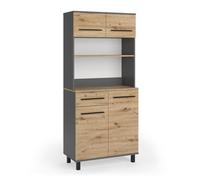 Vicco Buffet de Cuisine Pure, Chêne Artisan/Anthracite, 80.2x177cm, avec étagères réglables en Hauteur pour Un Rangement Flexible