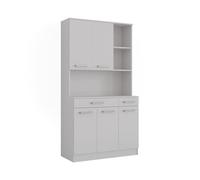 Vicco Buffet de Cuisine Raul, Blanc, 100.1x188.5cm avec 5 Portes & 2 tiroirs, avec Plateau Ouvert et Espace de Rangement Extensible