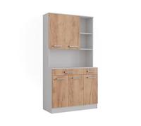 Vicco Buffet de Cuisine Raul, Chêne Blanc/Force de l'or, 100.1x188.5cm avec 5 Portes & 2 tiroirs