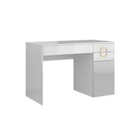 Vicco Bureau Adela, Blanc Haute Brillance, 115x55cm avec 3 tiroirs, Convient comme Poste de Travail pour Le télétravail et Les études