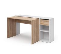 Vicco Bureau Ben, Blanc/Sonoma, 145x46.4cm, avec Surface de Travail et étagères Ouvertes pour l’Organisation